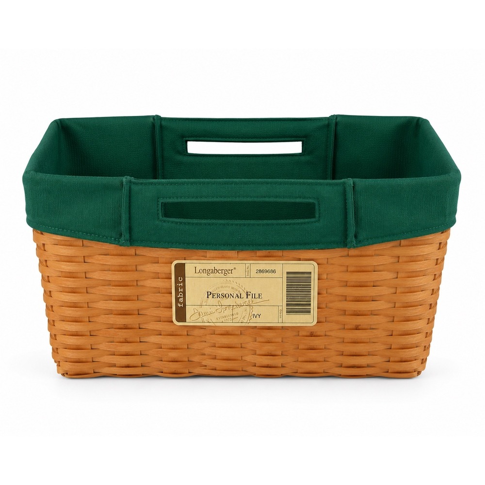 Longaberger Personal File Fabric Basket Liner Ivy Green 2869686 New 105-17